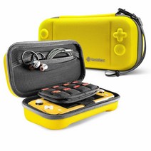 Tomtoc Switch Lite 케이스 오리지널 특허가 있는 슬림 보호 휴대용 케이스 여행용 보관 스위치 라이트 슬리브 닌텐도 스위치 라이트 및 액세서리용 게임 카트리지 2, Yellow