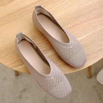 2023 얕은 스트레치 패브릭 발레 플랫 슬립온 메쉬 로퍼 니트 보트 신발 여성 통기성 워킹화, 06 카키색_06 9