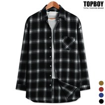 블랙홀 체크 오버핏 롱 긴팔셔츠 (DO458)