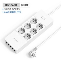 고용량 멀티탭ORICO 전원 스트립 연장 케이블 포함 전기 소켓 USB 포트 홈 오피스 서지 보호기 스마트 네, CHINA, EU Plug_6AC 5USB White
