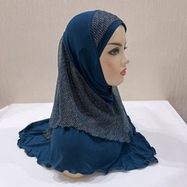 이슬람 히잡 유대인 모자 h076 큰 여자 성인 중간 크기 amira hijab with lurex net layer pull on islam 스카프 아랍 중동 무슬림