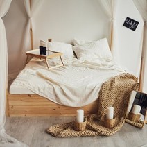 침대 커버 맞춤형 대마 침구 퀸 화이트 개