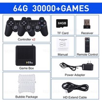 옛날오락기 비디오게임 고전 가정용 게임기 듀얼 시스템 4K 비디오 게임 콘솔 TV 플레이어 무선 패드 4000, 02 미국, 01 64G Without Box