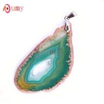 원석 펜던트 탄생석 천연kft natural colorful agates onyx crystal slice geode 불규칙한 모양 agates 석영 스톤 펜던트 패션 팬던트, 초록
