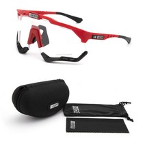 자전거 고글 방풍 변색 스포츠 낚시 선글라스 렌즈 미러 사이클링 라이딩 야구 편광 바이크, 레드 프레임 블랙 / 변색