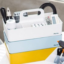 회사 사무용품수납함 비품정리대 쌓는 적층형 손잡이있는, 일반-민트