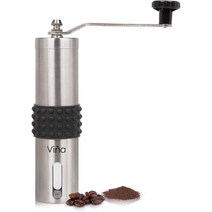 Manual Coffee Grinder Set Adjustable Ceramic Core Premium Stainless Steel Portable Best Burr Mil, 실버, One Size