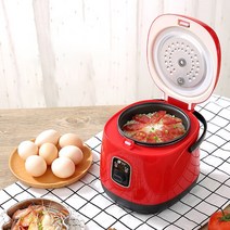 미니 쿠커 220V 1.2L 200W 미니 알루미늄 합금 붙지 않는 밥솥 멀티 전기 가정용 주방 1-2 인용 요리 기계, 01 빨간_03 With AU Converter