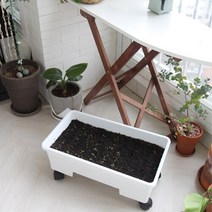 플라팜 베란다텃밭 오가닉화분, 오가닉 화이트(바퀴미포함)