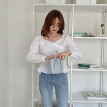 바잉몰 여성 블루밍 투웨이 랩 프릴 블라우스