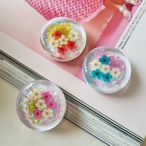 압화 드라이플라워 그립톡 글리터 핸드폰 거치대 핑거그립 국내제작, 블루그린