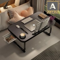 ANYOU 접이식테이블 다목적 접이식 베드 테이블 학생 책상 고급 책꽂이, 블랙