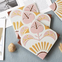 북유럽자기질패턴 핑그린 타일 200mmX200mm, 1장, 2X2092