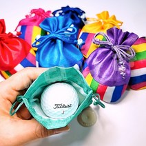 색동 홀인원 골프공 복주머니 골프 볼 주머니, 3.색동복주머니-녹색