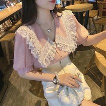 여성 레이스 카라넥 반팔 블라우스 3(color)M~4XL 빅사이즈
