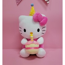 산리오인형 학사모 과일 프렌즈 생일케이크 왕관 가방고리 캐릭터 봉제 인형, 생일케이크 키티 25cm