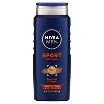 Nivea 남성용 스포츠 바디 워시 탠저린 & 페퍼 500ml(16.9fl oz), 1개