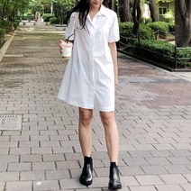 커밍투유 여름 반팔 셔츠 미니 원피스