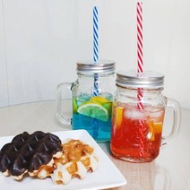 빨대 드링크자 드링킹자 450ml 1EA 유리머그컵 뚜껑유리컵 에이드 카페 음식점 음료수 찜질방 식혜