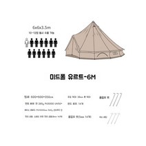 사계절 대형 전실 글램핑 가족텐트 거실 쉘터 화목난로 장박 텐트, 대형 폴o 6미터 285면 카키 10-12인