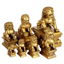 해태상 해치 조각상 장식품, 31cm 높이의 구리 사자 한 쌍