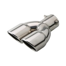 강제전선관 아연강관 범용 더블 파이프 자동차 배기 크롬 실버 블루 스테인레스 스틸 후면 머플러 팁 테일, 03 silver straight