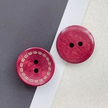 헤세드 빈티지 컬러 스티치 나무단추 우드단추(8개), 레드
