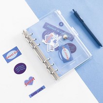 떨샵 다이어리 수첩 다꾸 다이어리꾸미기 6공다이어리 만년형, 투명컬러6공(블루)
