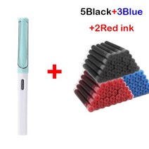 만년필선물 저가 11Pcs 만년필 혼합 잉크 세트 EF 0.38mm 팁 블랙/블루/레드 교체 가능한 사무실 쓰기 문구, 08 Greenwhite-Mixed ink, 한개옵션1