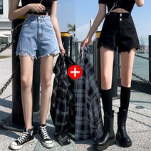 여름청반바지 인싸템 블랙 데님반바지 여성 A라인 슬림핏 돌돌이 빅진 핫바지 2473675685