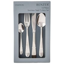 벤저 오베이션 커트러리 세트 포크 나이프 스푼 16개입 1 팩 Benzer Ovation Stainless Steel Cutlery Set