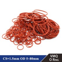고무오링 10/50Pcs 식품 등급 VMQ O 링 가스켓 CS 1.5mm 외경 5 80mm 방수 세탁기 라운드 모양 고무 실리콘 레드, [56] OD 80mm ID 77mm, [02] 50Pcs, [01] CS 1.5mm