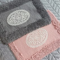 아이보리아이 프릴자수 발매트, 핑크