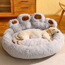 강아지 드라이룸 개침대 고양이 매트 라운드 대형 애완 동물 집 긴 봉제 깊은 수면 따뜻한 곰 발 모양 슈퍼, 02 Grey_04 2XL(90cm)
