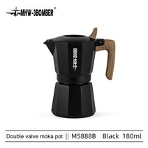 가정용커피머신 업소용커피머신 자동 에스프레소 원두 커피 머신 MHW-3BOMBER 클래식 이탈리아 및 쿠바 카페 양조 전문 홈 바리스타 액세서리를 위한 더블 밸브 메이커 모카 포트, 180ml 블랙