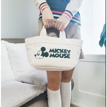 [리오더입고] 마크그린 여성골프토트백 파우치 카트백 디즈니 트라페즈 미키마우스 캔버스 손가방, 화이트