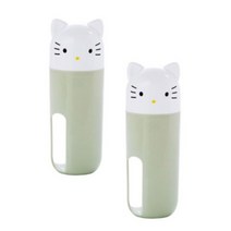 더자카 고양이 칫솔 케이스 2종 세트 Y217LBBT, 그린, 1개