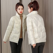 자켓 광택 코튼 패딩 파카 루즈핏 숏 두꺼운 따뜻한 캐주얼 아웃웨어 여성용 패션 신제품 겨울 2022