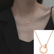 [Xihen] 18k 다이아몬드 펜던트 로마자 더블링 목걸이