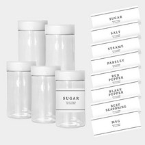 원형 조미료통150ml X 5개+라벨지8종세트, 01_150ml 원형통(흰색)-(5개+라벨지8종)