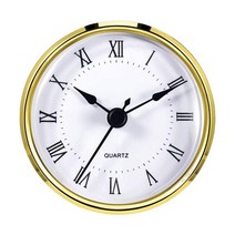 시계 삽입/적합 직경 3.0 인치(76mm) 구멍 석영 운동 원형 장식/거실용, 금속, 골드 림 로만