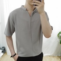 인스타일 차이나 카라 브이넥 남자 반팔티셔츠(5COLOR)