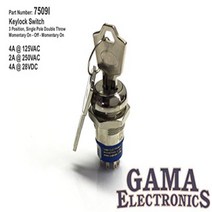 GAMA Electronics 3 Position Single Pole Momentary On-Off-Momentary On Keylock Switch null, 1, GAMA Electronics 3 Position Si