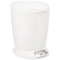 심플휴먼 Simplehuman 미니 원형 페달식 쓰레기통 플라스틱 6L 1 6갤런, Trash can, White Plastic