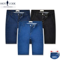 핫코드 남성용 여름 스판 허리 옆밴드 청 반바지