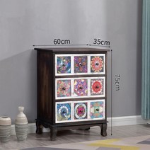 빈티지 지중해 인테리어 원목 거실서랍장 페인팅 거실장, 완제품, 오크 3단