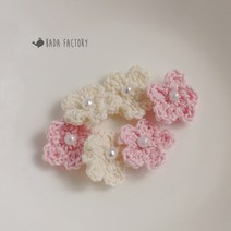 바다팩토리 미니 진주 뜨개 꽃 장식, 핑크