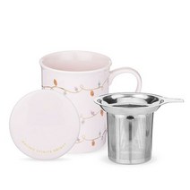 핑키업 안네트 세라믹 티 머그 & 인퓨저 찻잔 355ml, 1개, Lights Pink