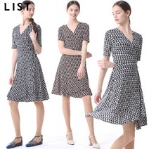 리스트 [리스트] 플레어 실루엣 랩오버 원피스