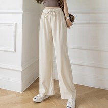 찰랑 밴딩 와이드 롱 플리츠 팬츠 여자 냉장고바지 봄 여름 주름 통바지